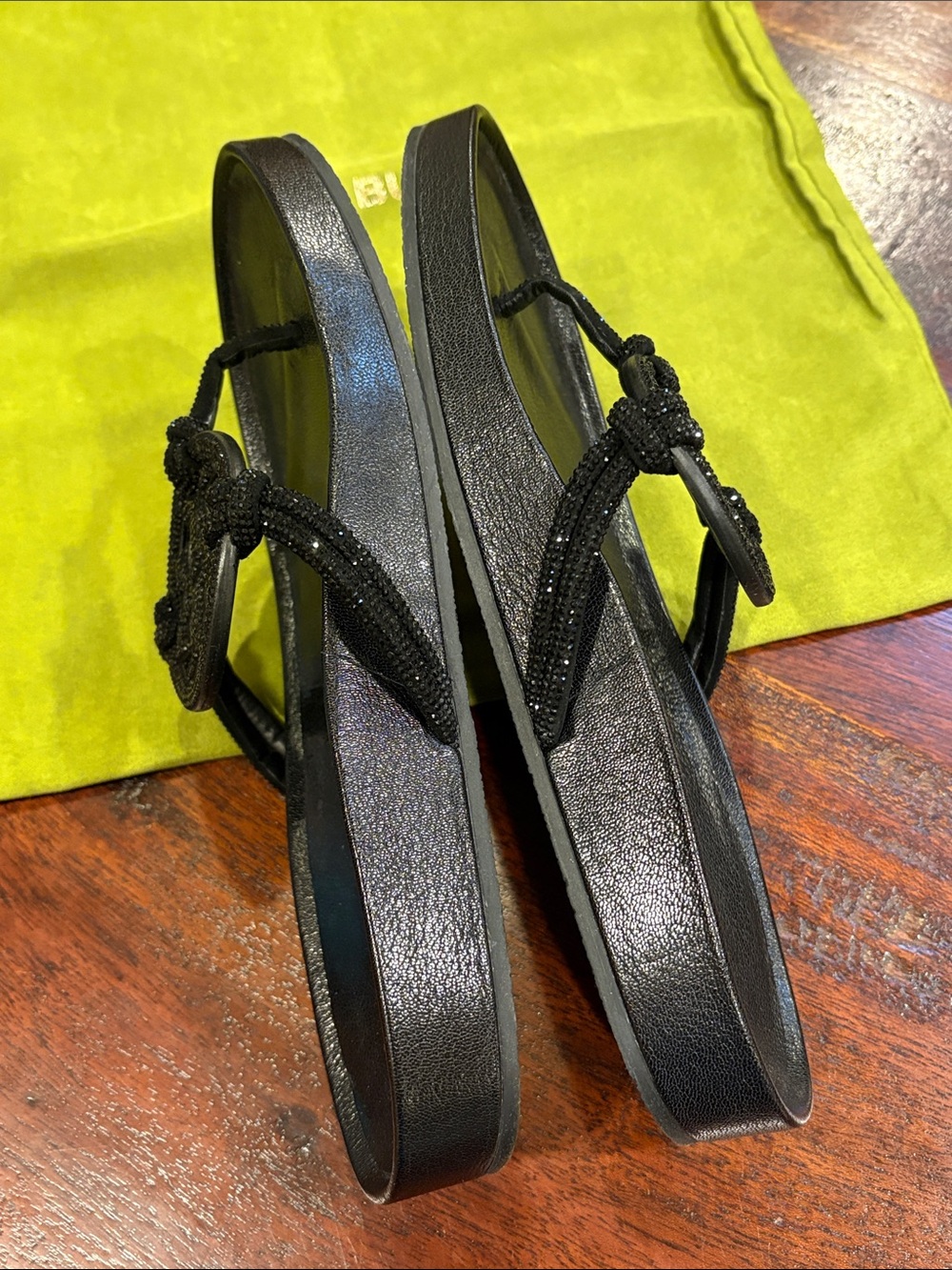 Tory Burch Miller Cloud Knotted Pave Leather Sandal in Perfect Black size 8.5 - Picture 11 of 13